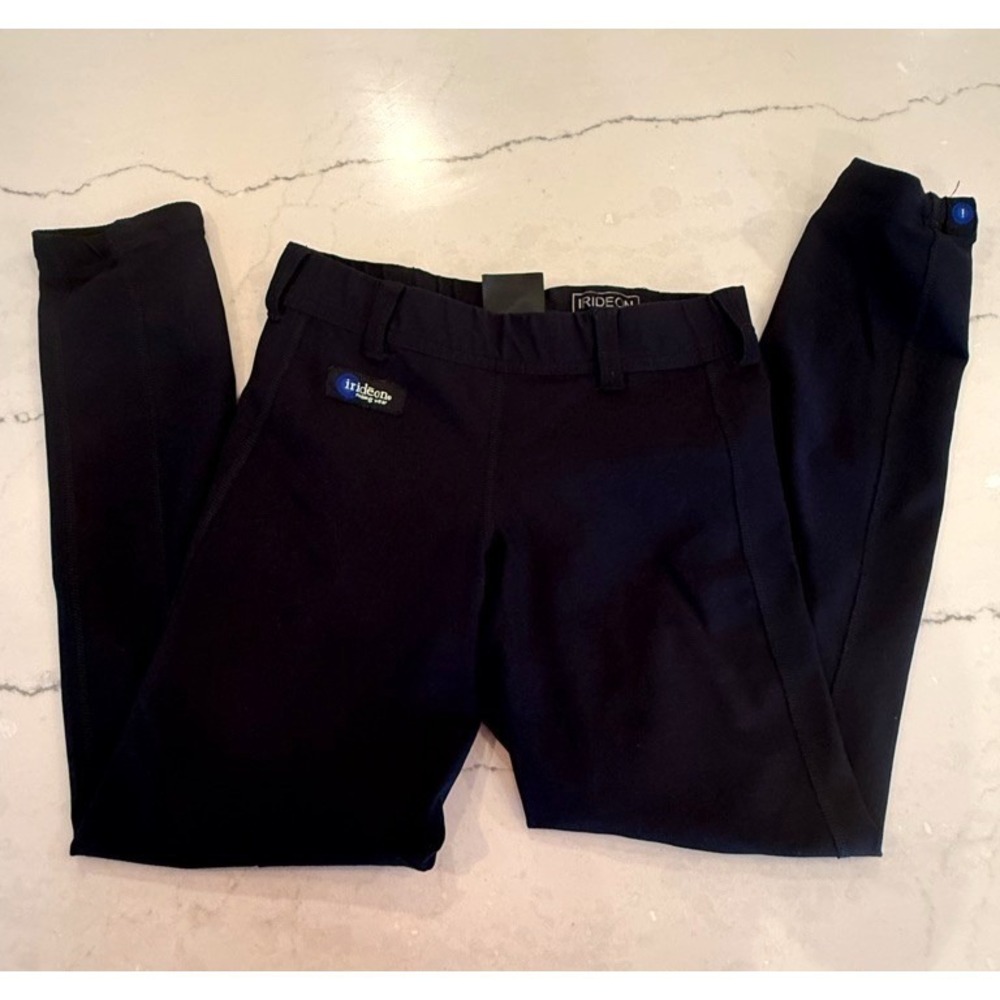 Irideon Pants Girls Medium Horse Riding Breeches Equestrian Patch Pull On, Black